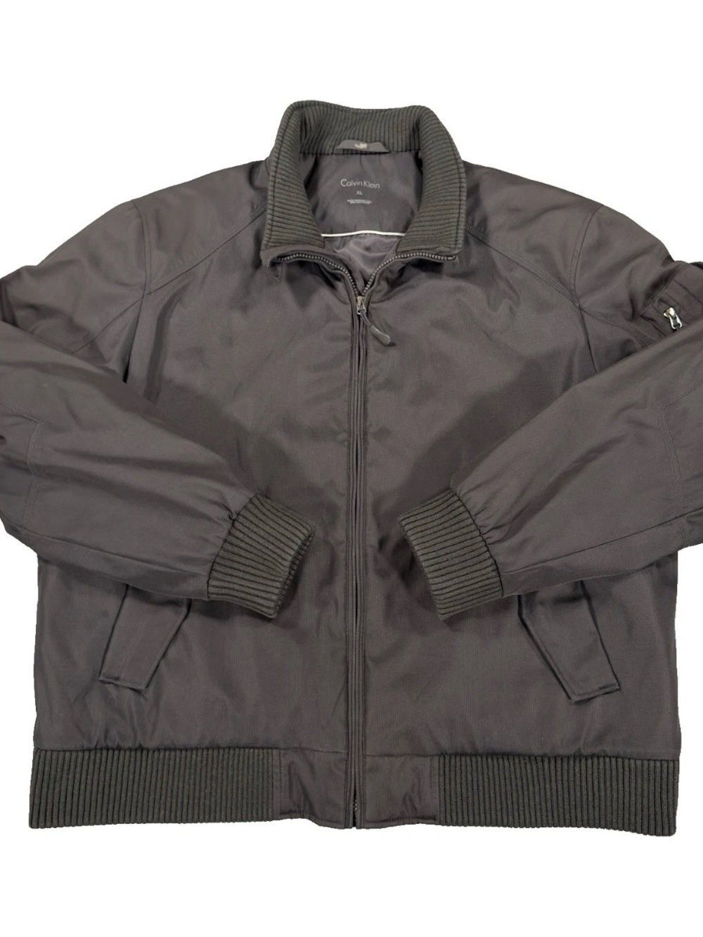 Calvin Klein Men's XL Bomber Jacket Gray Water Resistant Wind Protection